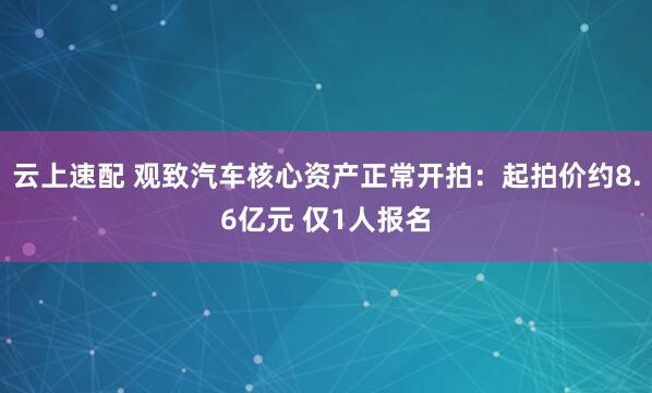 云上速配 观致汽车核心资产正常开拍：起拍价约8.6亿元 仅1人报名