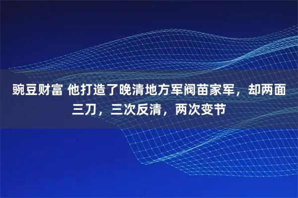 豌豆财富 他打造了晚清地方军阀苗家军，却两面三刀，三次反清，两次变节